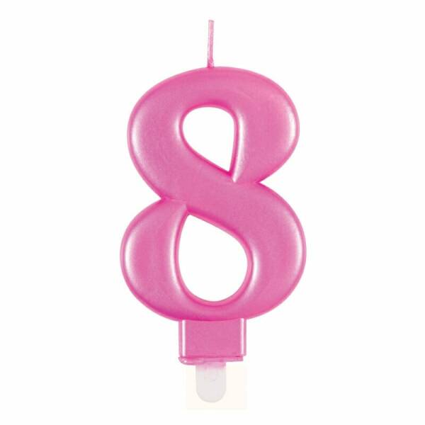 Metallic Pink Birthday Candle Number 8