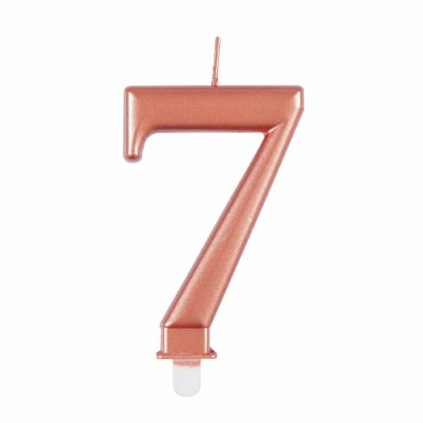 Metallic Rose Gold Birthday Candle Number 7