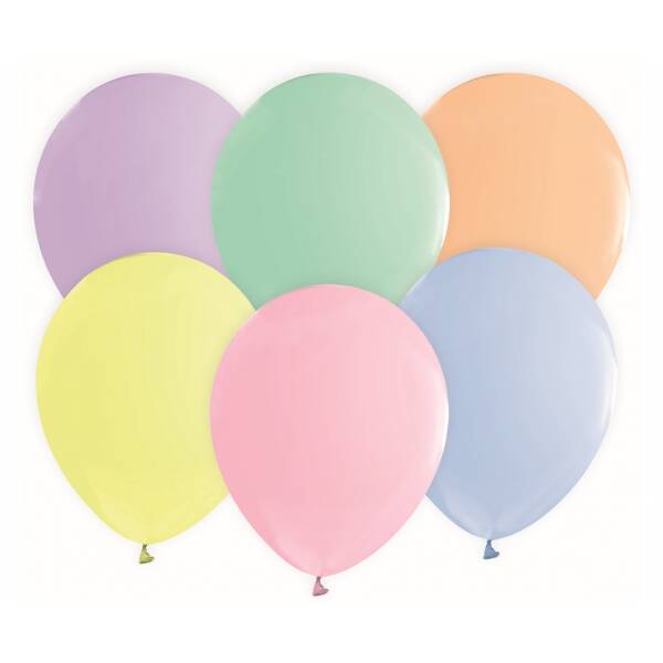 Macaron Assorted Colours 12 Inch Latex Balloons - 50pk