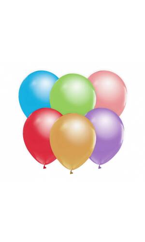 Metallic Assorted Colours 12 Inch Latex Balloons - 50pk