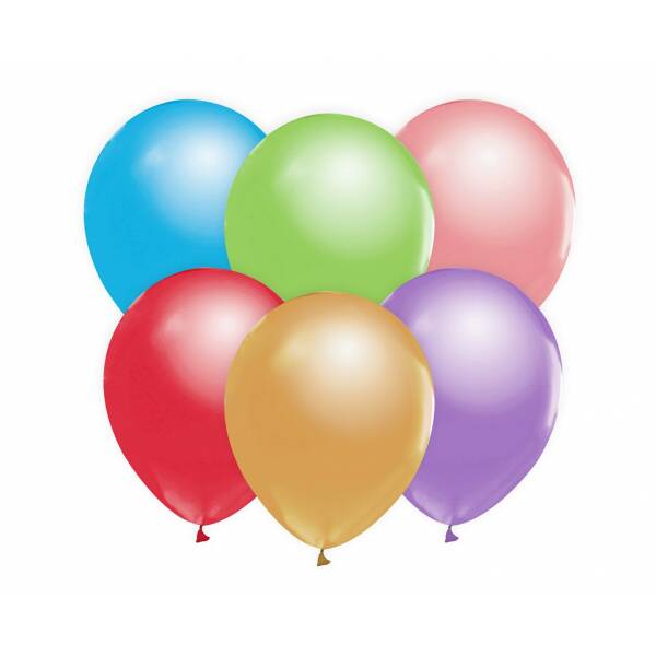 Metallic Assorted Colours 12 Inch Latex Balloons - 50pk