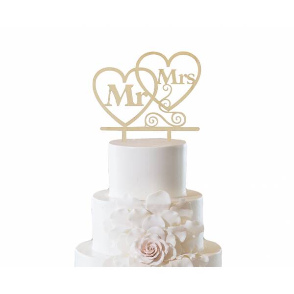 Wooden Cake Topper Mr & Mrs