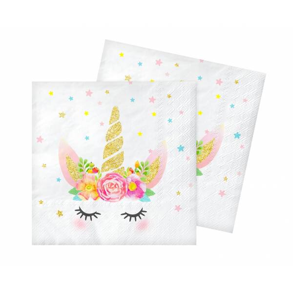 Unicorn Paper Napkins, 33x33cm - 20pk