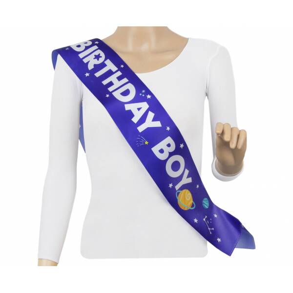 Birthday Boy in Space Sash, Size 10 x 150cm