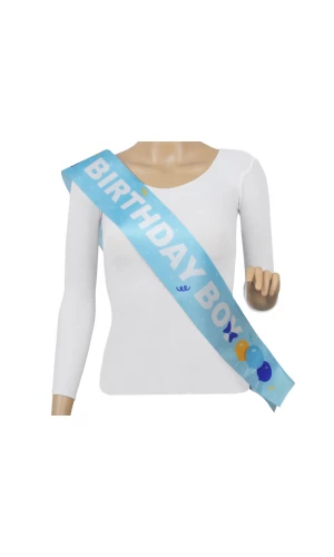 Birthday Boy Sash, Sky-Blue, Size 10 x 150cm