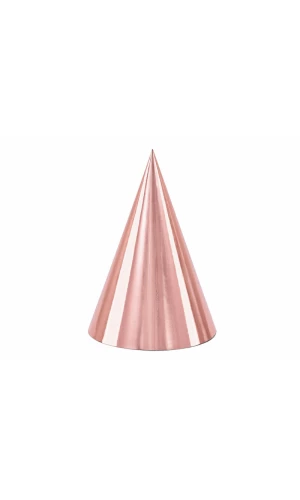 Party Hats, Rose Gold, 16cm (1 pkt / 6 pc.)