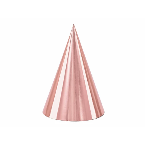 Party Hats, Rose Gold, 16cm (1 pkt / 6 pc.)