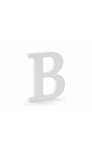 Wooden Letter B, White, 16.5x20cm