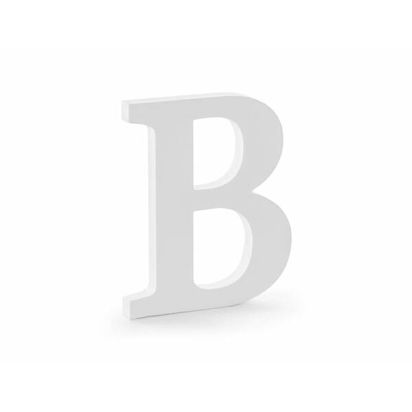 Wooden Letter B, White, 16.5x20cm