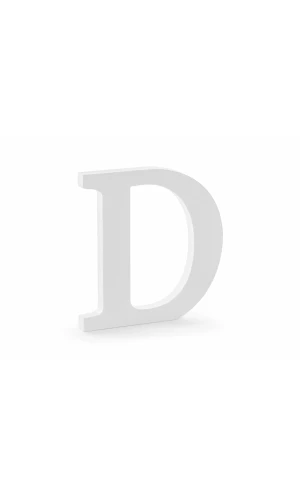 Wooden Letter D, White, 19.5x20cm