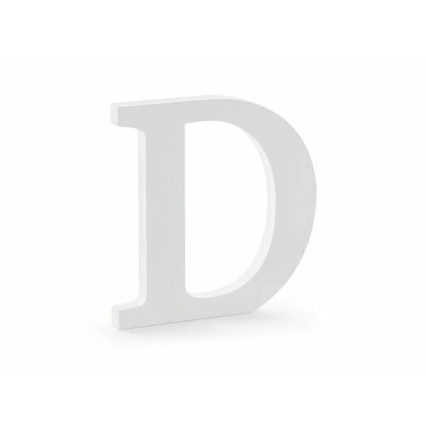 Wooden Letter D, White, 19.5x20cm