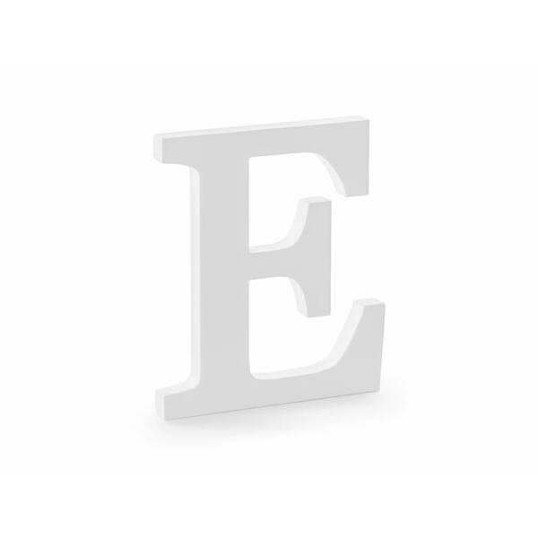 Wooden Letter E, White, 17x20cm