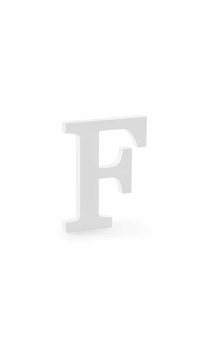 Wooden Letter F, White, 16x20cm