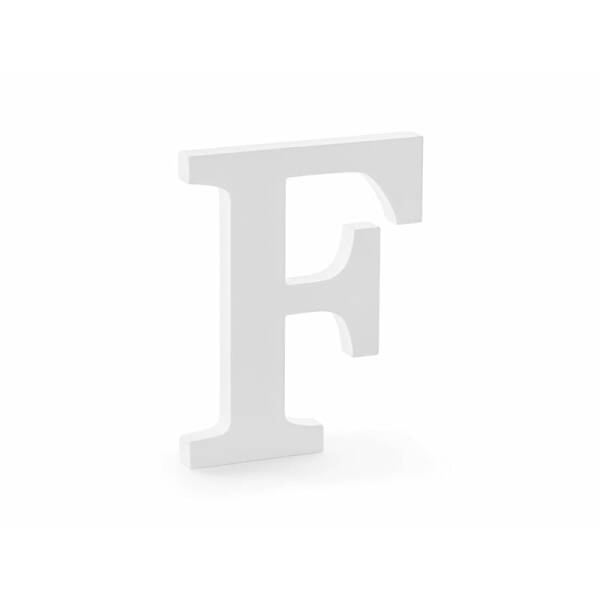 Wooden Letter F, White, 16x20cm