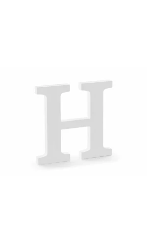 Wooden Letter H, White, 21x20cm