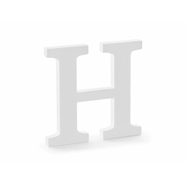 Wooden Letter H, White, 21x20cm