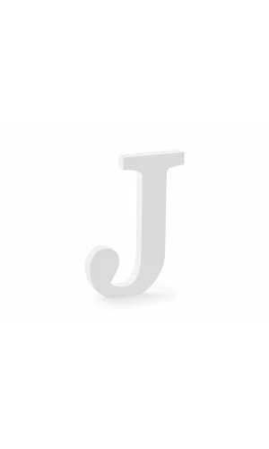 Wooden Letter J, White, 14.5x20cm