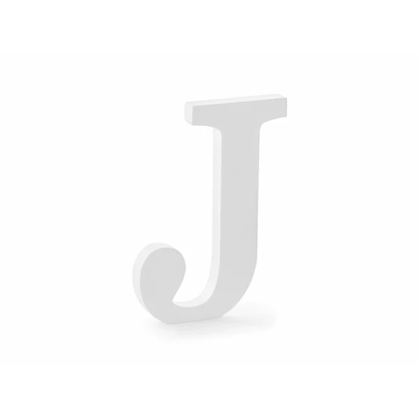 Wooden Letter J, White, 14.5x20cm