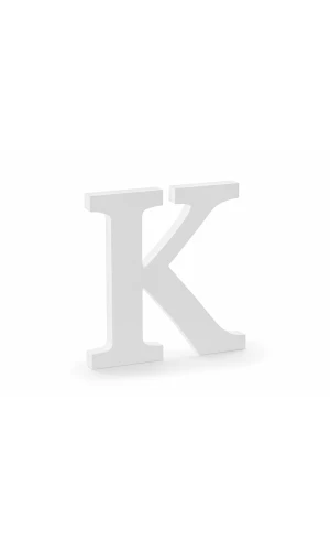 Wooden Letter K, White, 19.5x20cm
