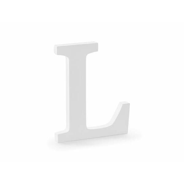 Wooden Letter L, White, 16x20cm
