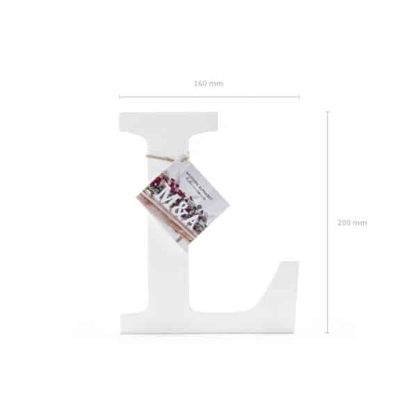 Wooden Letter L, White, 16x20cm