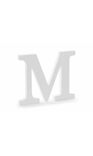 Wooden Letter M, White, 25x20cm
