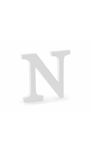 Wooden Letter N, White, 21.5x20cm