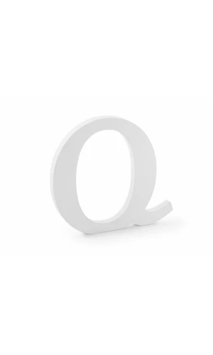 Wooden Letter Q, White, 22.5x20.5cm