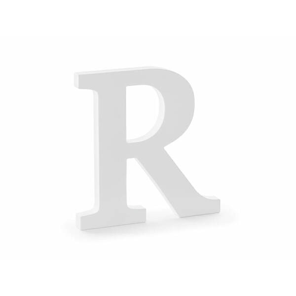 Wooden Letter R, White, 19.5x20cm