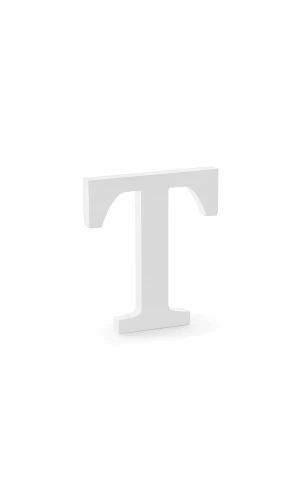 Wooden Letter T, White, 17.5x20cm