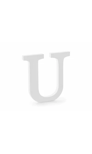 Wooden Letter U, White, 20.5x20cm