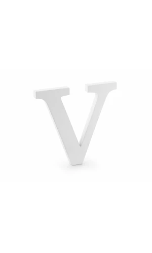 Wooden Letter V, White, 21x20cm