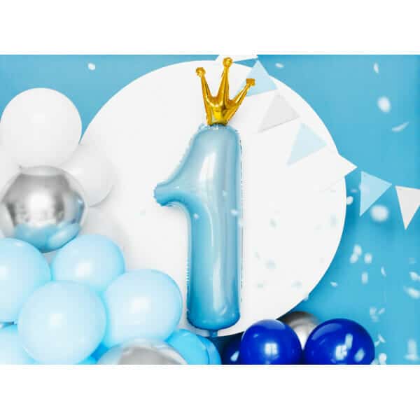 Foil Balloon Number ''1'', 37x100 cm, Sky-Blue