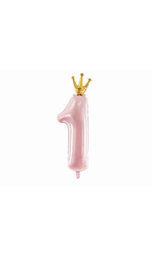 Foil Balloon Number ''1'', 37x100cm, Light Pink