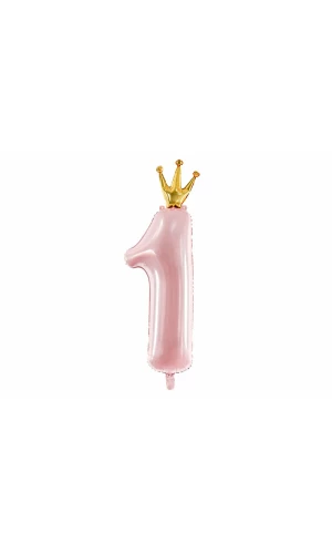 Foil Balloon Number ''1'', 37x100cm, Light Pink