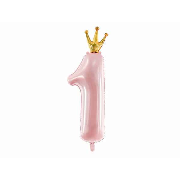 Foil Balloon Number ''1'', 37x100cm, Light Pink