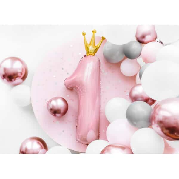 Foil Balloon Number ''1'', 37x100cm, Light Pink