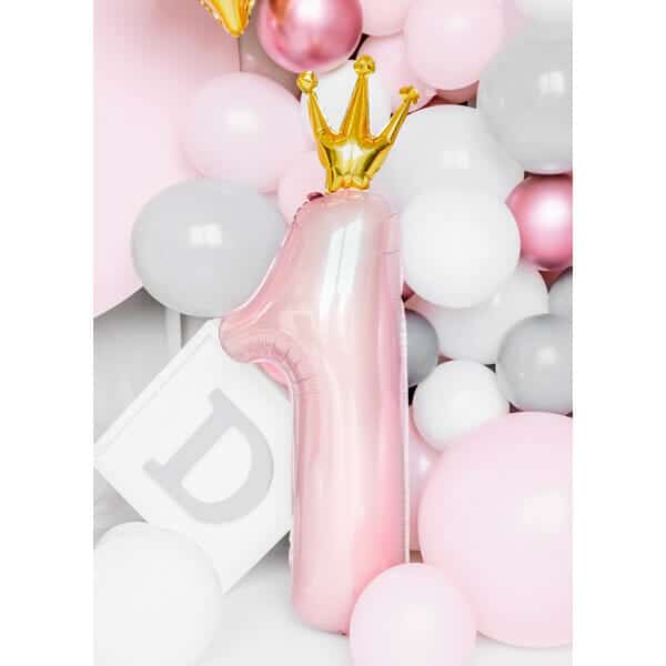 Foil Balloon Number ''1'', 37x100cm, Light Pink