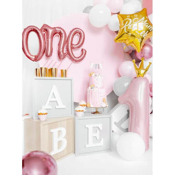 Foil Balloon Number ''1'', 37x100cm, Light Pink