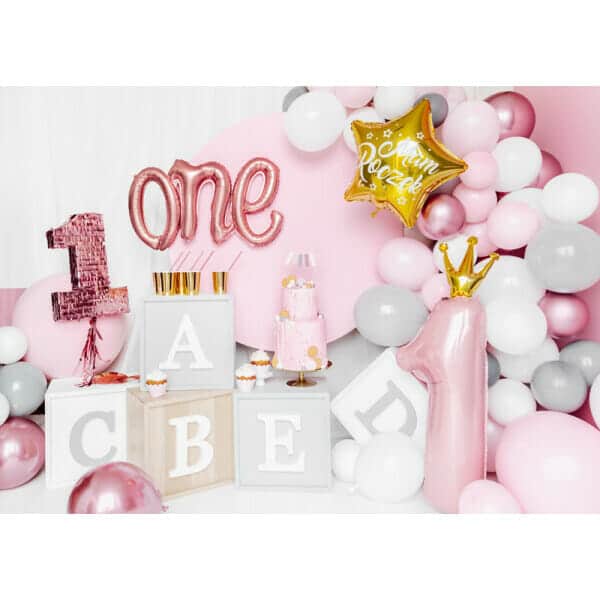 Foil Balloon Number ''1'', 37x100cm, Light Pink