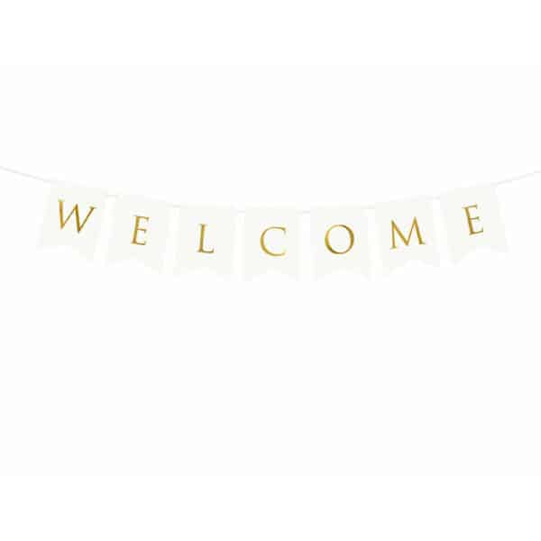 Banner Welcome, White, 15 x 95 cm