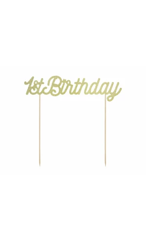 Cake Topper 1st Birthday, Gold