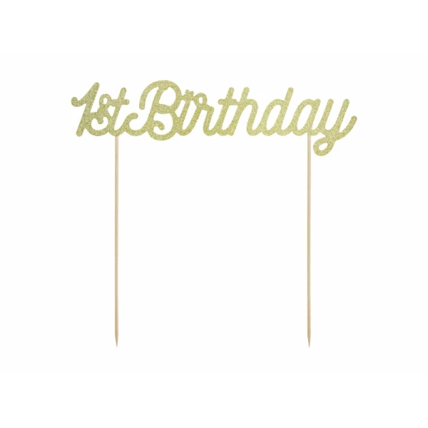 Cake Topper 1st Birthday, Gold