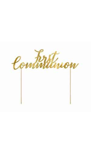 Cake Topper First Communion, Gold, 21cm