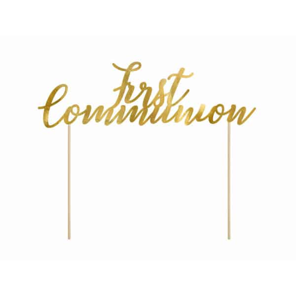 Cake Topper First Communion, Gold, 21cm