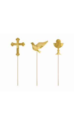 Cake Toppers First Communion, Gold, 31.5cm (1 pkt / 6 pc.)
