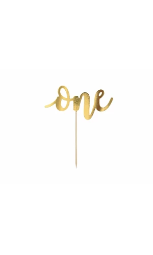Cake Topper One, Gold, 19cm