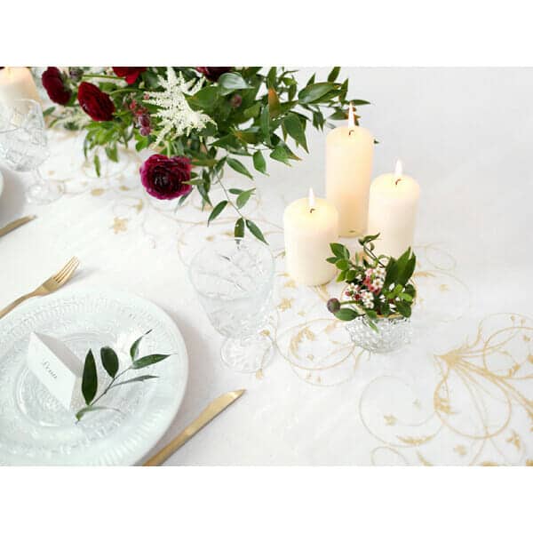 Table Runner - Printed Organza, Cream, 0.36 x 9M