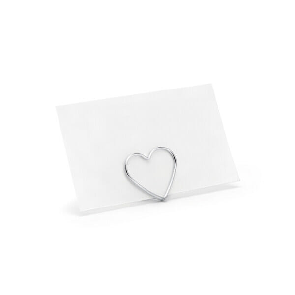 Place Card Holders Hearts, Silver, 2.5 cm (1 pkt / 10 pc.)