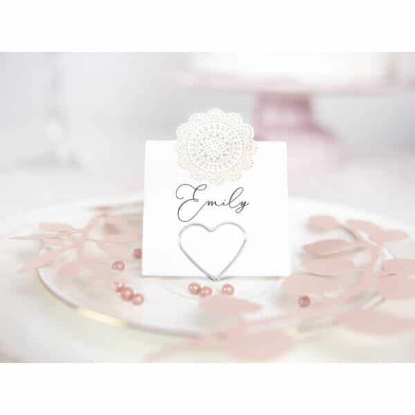 Place Card Holders Hearts, Silver, 2.5 cm (1 pkt / 10 pc.)
